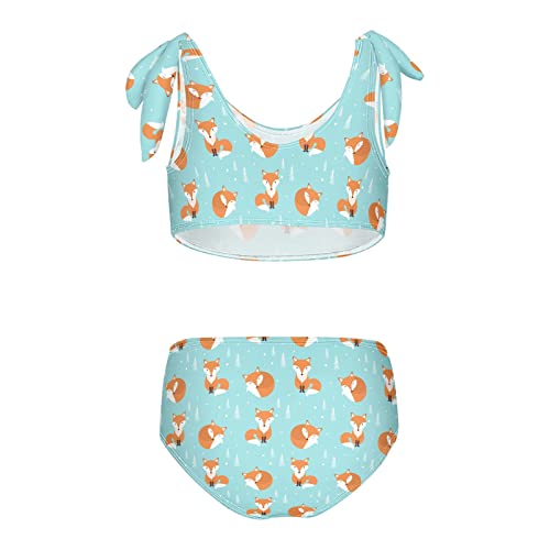 Raccoon and Paw Print Pattern Girls Bikini Sets 2 Piece Swimsuits Bathing Suit Swimwear2