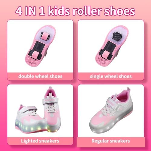 Yogeeft Kids Wheel Shoes with Retractable Wheels, USB Rechargeable LED Light-Up Skate Shoes for Boys Girls Birthday Gift - 1