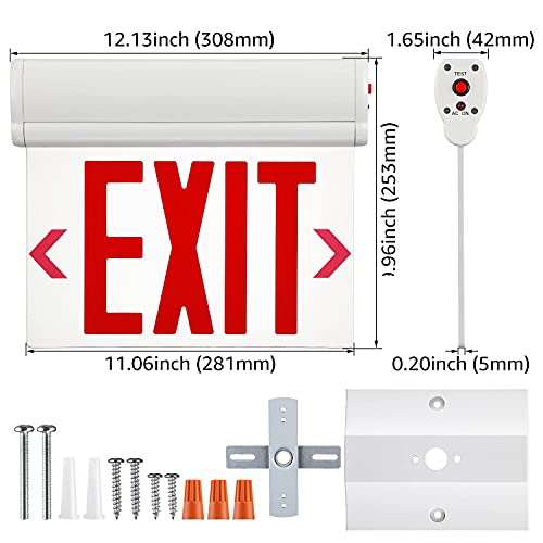image for LEONLITE Red LED Edge Lit Exit Sign, UL 924, Emergency Exit Lights wit