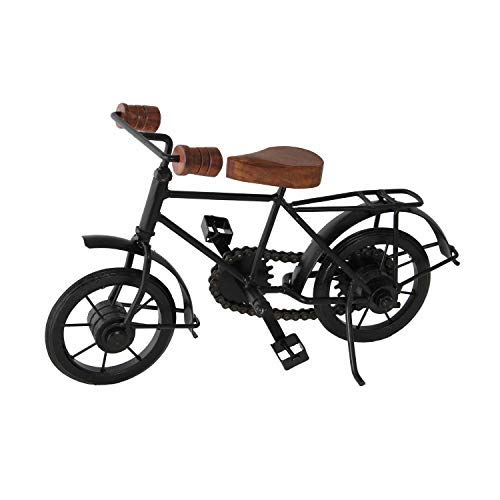 Metal Handicrafts Antique Wooden and Iron Cycle, 10 x 7 Inches, Black