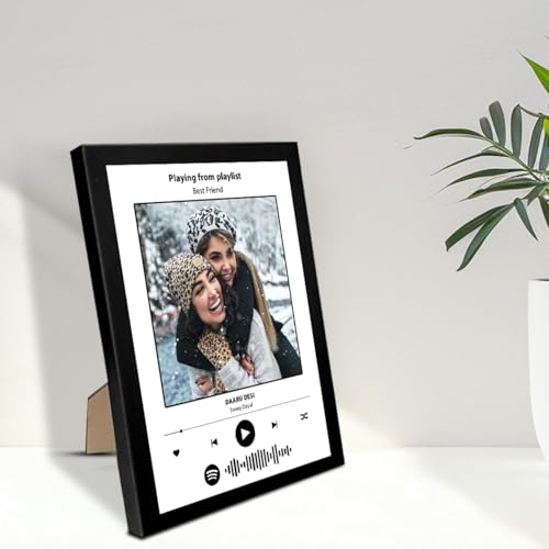 Image of Customized Photo and Song Spotify Frame, Personalized Frame with scannable code | Birthday for Brother, Rakhi Gift, Friends, Husband, Wife, Customized Gift New