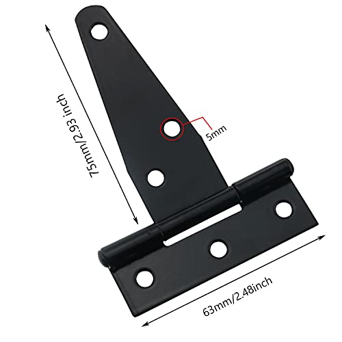 Csnsd T-Strap Hinges 4Pcs 3Inch Black Heavy Duty Shed Gate Door Strap T Hinges Tee Hinges #TOP2