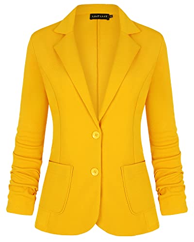Unifizz Womens Casual Work Office Blazer Pockets Buttons Suit Jacket 3/4 Sleeve