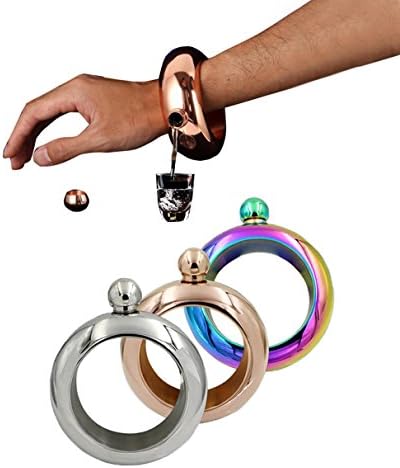 Comfysail 3.5oz Smooth Stainless Steel Portable Bracelet Hip Flask for Storing Whiskey/Alcohol (Gold)