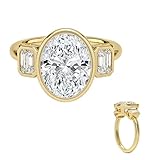 3 Carat Oval Cut IGI Certified Lab Diamond Ring 10K 14K 18K Solid Gold Three Stone Lab Grown Diamond Engagement Bezel Ring For Women (Color F, Clarity VS1) (Yellow Gold)