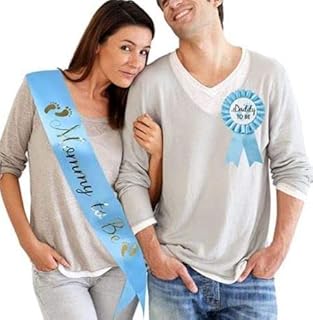 GDTO8820 CoolerthingssDG, Baby Shower Light Blue Sash Daddy to Be Tinplate Badge in Combo Kit Baby Shower Party Gender Reveals Party Gifts (Light Blue),