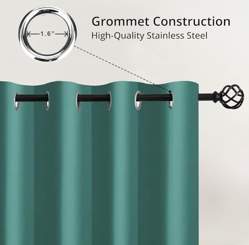 Image of Cloth Fusion 100% Blackout Door Curtains 7 Feet Long Set of 2 with Blackout Lining, Double Layer Room Darkening Parda with Stainless Steel Grommets for Home Decor (7x4 Feet, Arctic Teal)