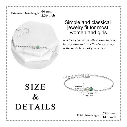 Image of LUHE Pineapple /Mushroom /Star /Mountain Anklets Sterling Silver Adjustable Chain Link Ankle Bracelets Beach Anklet Jewelry for Women Teens