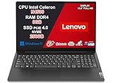 Lenovo Pc Portatile, Notebook Intel N4500, Ram 8Gb, SSD 256Gb, FHD 15.6", Ingresso Lan, Hdmi, Usb Type-C, Win 11, Wi-Fi, Computer Portatile, Laptop Mouse WiFi Omaggio