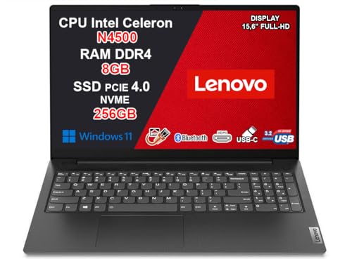 Lenovo Pc Portatile, Notebook Intel N4500, Ram 8Gb, SSD 256Gb,