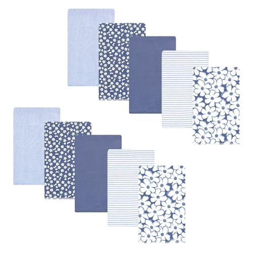 Image of Hudson Baby Unisex Baby Cotton Flannel Burp Cloths 10-Pack, Blue Cosmos, One Size