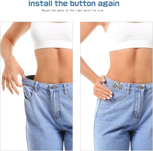 Image of 1 Pair Cute Bear Jeans Button Pins No Sew Detachable Waist Body Fit Tighten Buckles Perfect Girl's Gifts for Women Skirt Pant Jeans (Multi Color)