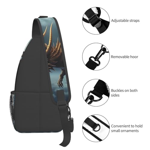 Flying Dragon Cross Chest Bag negro para hombres y mujeres miniatura 5