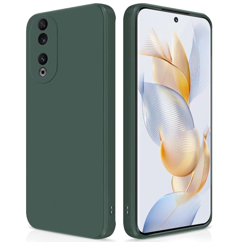 GiiYoon Case Compatible with Honor 90 5G Silky-Soft Touch Full-Body Protective Phone Silicone Case Shockproof Cover with Microfiber Lining Green