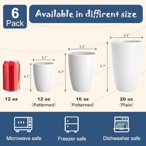 Image of Wheat Straw Unbreakable Cups Set of 6, 20 OZ Plastic Cups Reusable | Alternative to Plastic Cups, Dishwasher & Microwave Safe Tumbler for Kitchen Outdoor Camping