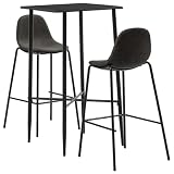 KGTKGTYER 3-tlg. Bar-Set, Stehtisch & 2 Barhocker, Dunkelgrau, Holz/Stahl