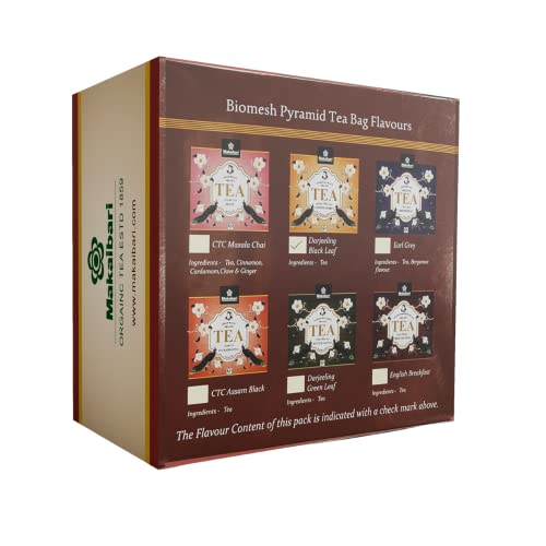 Image of Makaibari Biodegradable Organic Fuso Pyramid Tea Bag Dargeeling Green Organic | USDA Certified Premium Green Tea | Anti-Oxidants, Immunity Booster | 100% Organic | 50 Tea bags |