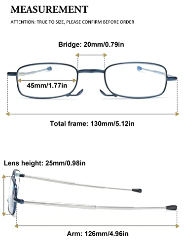 Lanomi Portable Reading Glasses Metal Lightweight Folding Blue Light Blocking Glasses Reader Eyeglasses 1.0 1.25 1.5 1.75 2.0 2.25 2.5 2.75 3.0 with Case for Men Women Blue 1.75 - Image 2