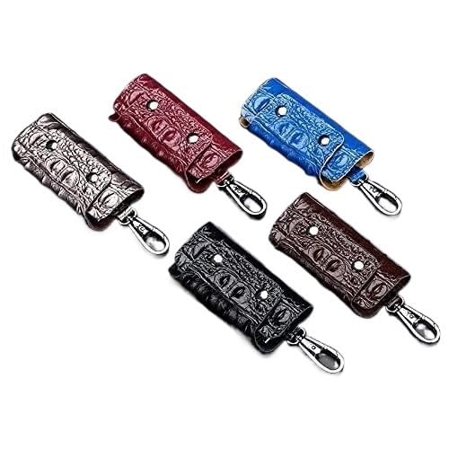 BgnEhRfL Bolsa, porta-moedas, organizador de chaves com textura de couro, porta-chaves de moda para homem, estojo para chaves com fecho para homem, capa para carteira, Preto, tamanho único