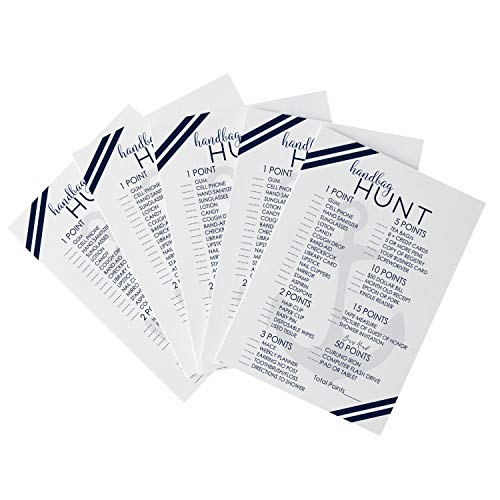Nautical Baby Shower Purse Game Pack (25 Cards) Bridal Shower Hunt - Ahoy Boy Sprinkle Activity – Anchors Away Party Supplies - Navy and White