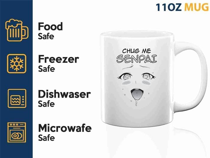 Anime Lover Coffee Mug 11oz White -Chug Me Senpai - Weaboo Movie Lover Men Hobby Kawaii Anime Fans Merch Lover Manga Otaku Japanese Art Boy Teen Girl image 4