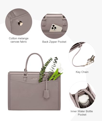 Image of LOVEVOOK Laptop Tote Bag for Women, Office Work Bag Briefcase fit for Laptop, Large Capacity Teacher Bag Handbag