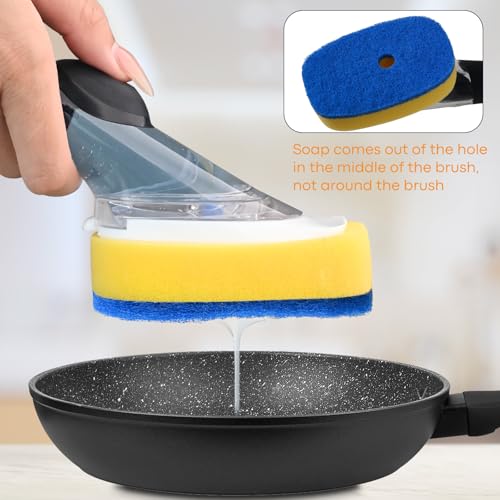 Image of Sponge Brush Refills for OXO Soap Dispensing Dish Brush - 4Pack Dish Cleaning Soap Dispensing Head Replacement for Scrubber(Blue)