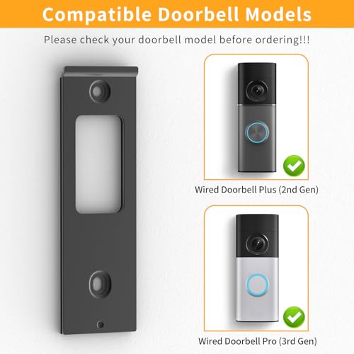 Doorbell Backplate Only for New Ring/Wired Doorbell Plus /Pro, Metal Doorbell Back Plate Replacement Part Screw Mounting - Additional View