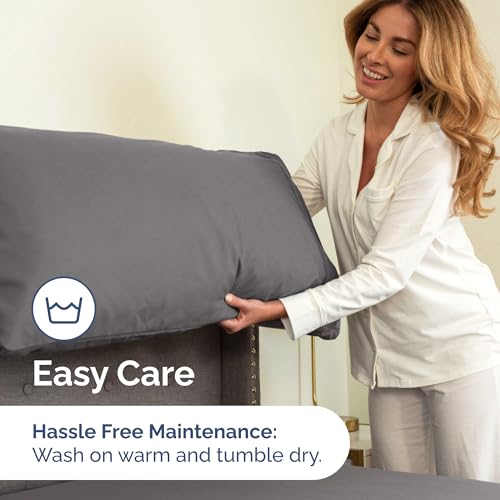 Image of Lightweight 3 Piece College Dorm Sheets Twin XL Size - Cooling Sheets for Hot Sleepers - Ultra-Soft, Breathable Bedding Set with 8-16 Inch Deep Pockets - 1 Flat & 1 Fitted & 1 Pillowcase - Dark Grey