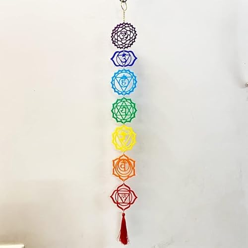 Seven Chakra Meditation Wall Hanging, Decorative Item with Symbols