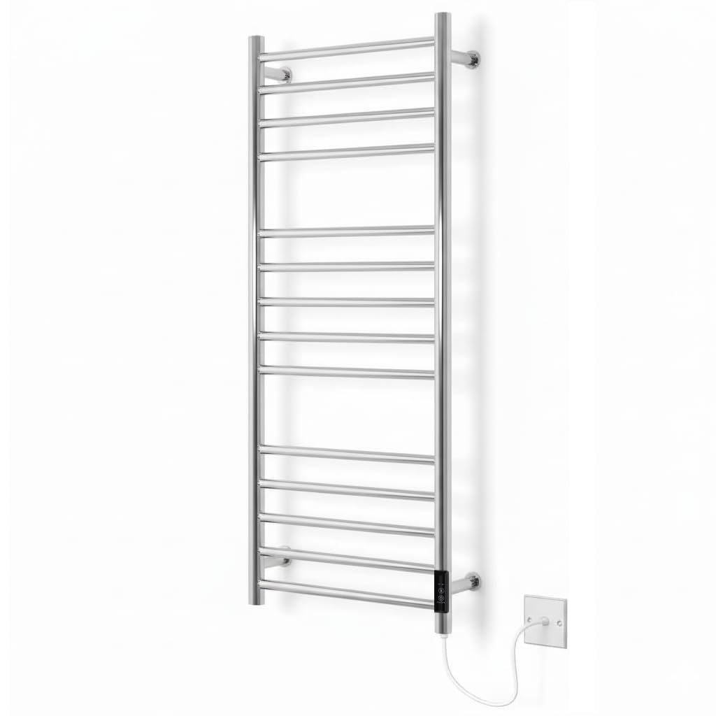 Manissa Siena Electric Stainless Steel Towel Rail H1000mm W400mm Mirror Polished Finish Electric Heated Towel Radiator Energy Efficient