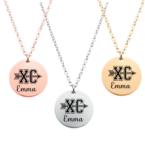 Personalized Cross Country Necklace, Cross Country Gift, Custom Name Necklace with Engraved Charm, Running Gift for Women, Cross Country Jewelry, XC Team Gifts