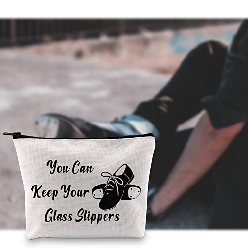 G2Tup Tap Dance Gift You Can Keep Your Glass Slippers Makeup Bag Tap Dancing Dancer Cosmetic Bag Tap Dance Teacher Gift Zipper Travel Pouch (Keep Your Glass Slippers White Bag) #TOP6
