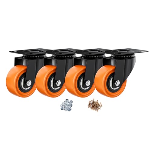 2" Swivel Plate Casters Set of 4 Heavy Duty 400 lbs