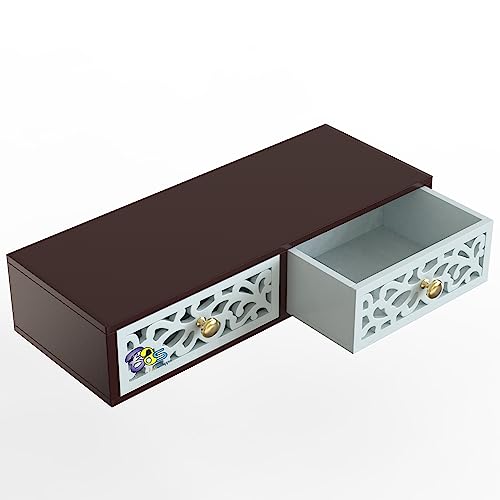 Image of Floating Engineered Wood Shelves with Drawer, Wall Shelves Multi use as Cabinet or Nightstands for Desk or Wall Storage (White)