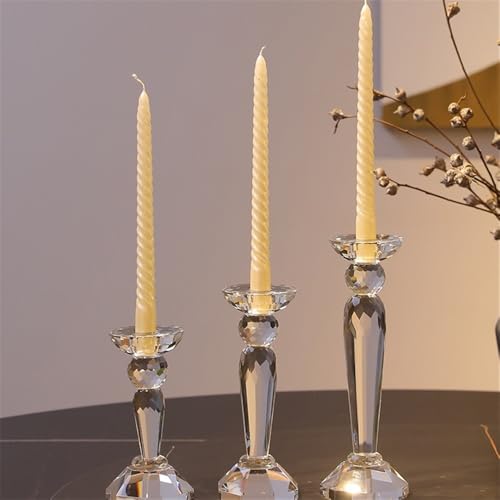 Portavelas creativo de cristal elegante para bodas, iglesias, Halloween, comedor, decoración del hogar (mediano)