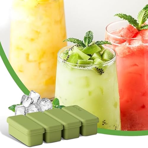 Molde de silicona para hielo 4 cavidades con tapa verde miniatura 4