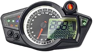 KKnoon Motorcycle Speedometer Electronic Tachometer LCD Digital Speedometer Odometer 12V 14000RPM Speedometer For PS250 Tachometer for 1,2,4 Cylinders