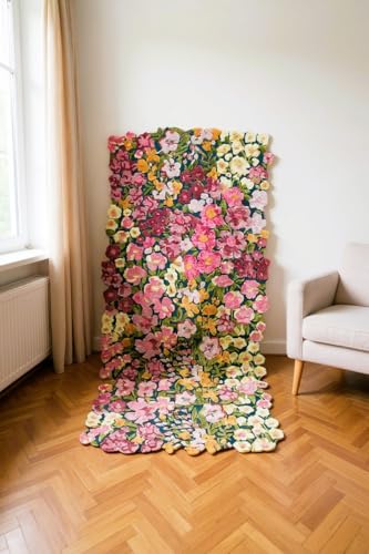 Loomora Handmade Flower Multicoloured Irregular Area Rug Spring Garden Overflows