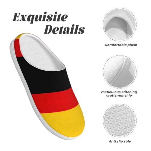 Cozy German flag print Slippers Indoor and Outdoor Fuzzy House Shoes Anti-Skid Sole Gifts for Women Indoor Scuff4