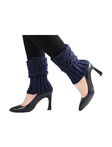 uxcell Women's Knitted Design Solid Warm Thick Knee High Length Ribbed Leg Warmers3