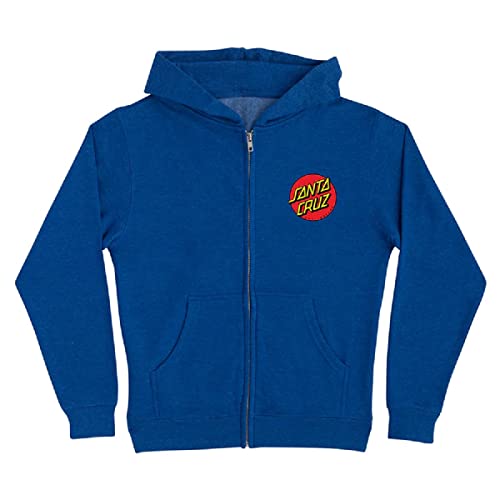 SANTA CRUZ Youth Zip Up Hooded Sweatshirt Classic Dot Youth Skate Zip Up Sweatshirt, Royal Heather, Medium