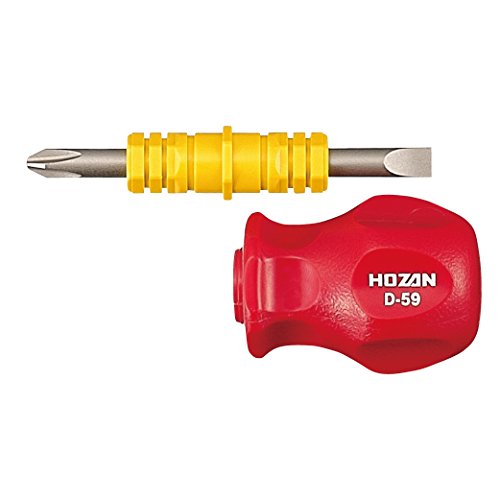 Hozan Replacement Stubby Driver Universal Replacement Screwdriver Plus and Negative Replacement + No, 2-6.0 x 0.03 inches (0.8 mm) D-59