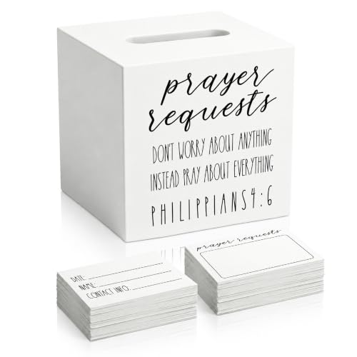 CHONIC Prayer Box with 100 Pcs Prayer Request Cards White