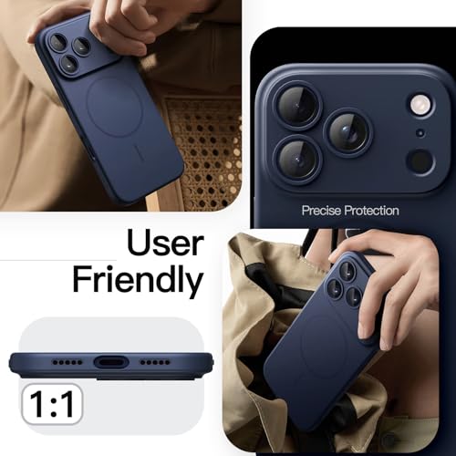 Image of JETech Magnetic Slim Case for iPhone 17 Pro 6.3-Inch, Compatible with MagSafe, Ultra-Thin Lightweight Minimalist Phone Cover with Matte Finish and Full Camera Lens Protection (Dark Blue)