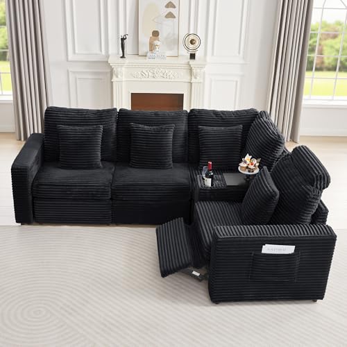 Image of RARZOE Modular Sectional Couch Armless Seats Module, Modular Sofa 2 Armless Chairs Middle Module Seats for Living Room Modular Sectional Sofa Couch, Black