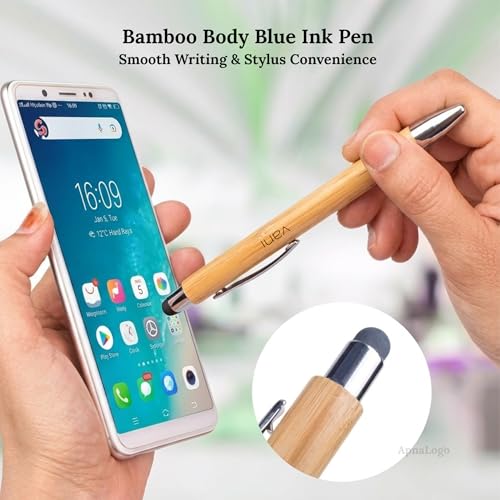 Image of Personalised Diary and Pen Set with Name or Logo with Gift Box | Bamboo Cover Diary and Pen Eco-Friendly Set | Customized Corporate Gift, Executive Office Gift, Birthday Gift for Men & Women