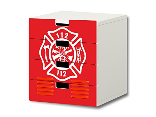 STIKKIPIX Bomberos Pegatinas Muebles | S4K21 | Adecuado para la cómoda con 4 cajónes STUVA de IKEA
