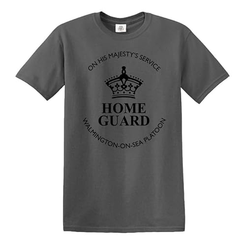 Home Guard Dads Army T-Shirt Home Guard Tribute King His Cosplay Maglietta da uomo, T-shirt Antracite Stampa Nera, M