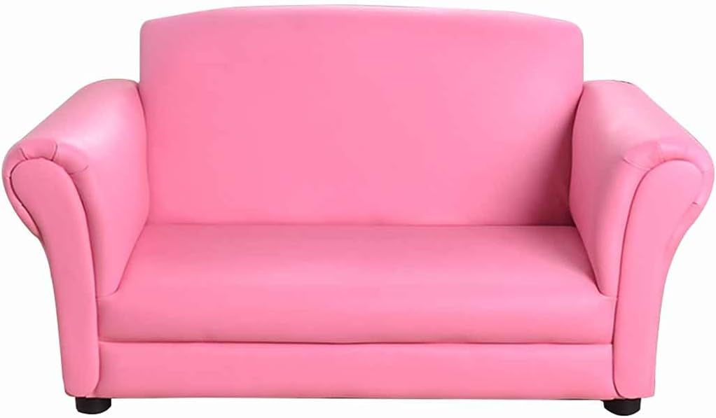 Couch Simple Eco-Friendly Leather Double Sofa Chair in The Living Room, Reading Corner Boys and Girls Study Backrest Armchairs, Safe and Stable (Color : Pink, Size : 45 * 48 * 92cm)
